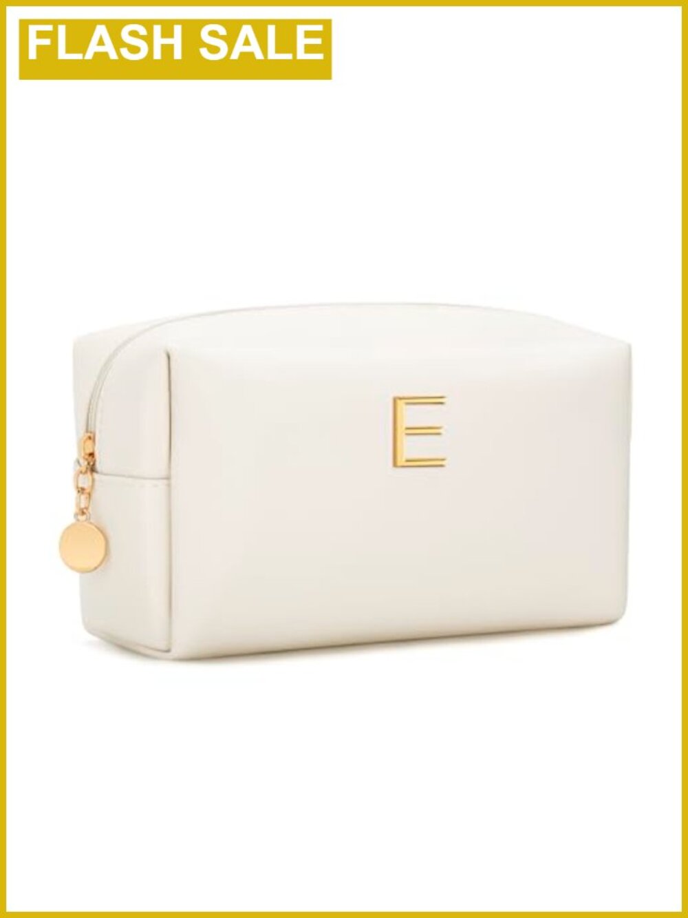 Personalized Initial PU Leather Cosmetic Bag Travel Toiletry Makeup Pouch